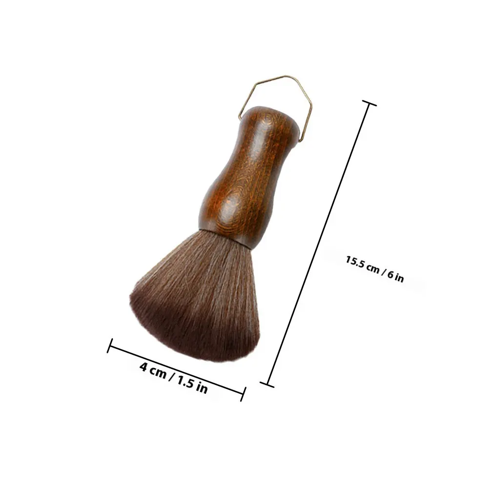 Barber Neck Duster Brush Soft Fiber Hair Cleaning Brush Wooden Handle Hanging Hook Broken Hair Removal Tool Salon Stylist view 4
