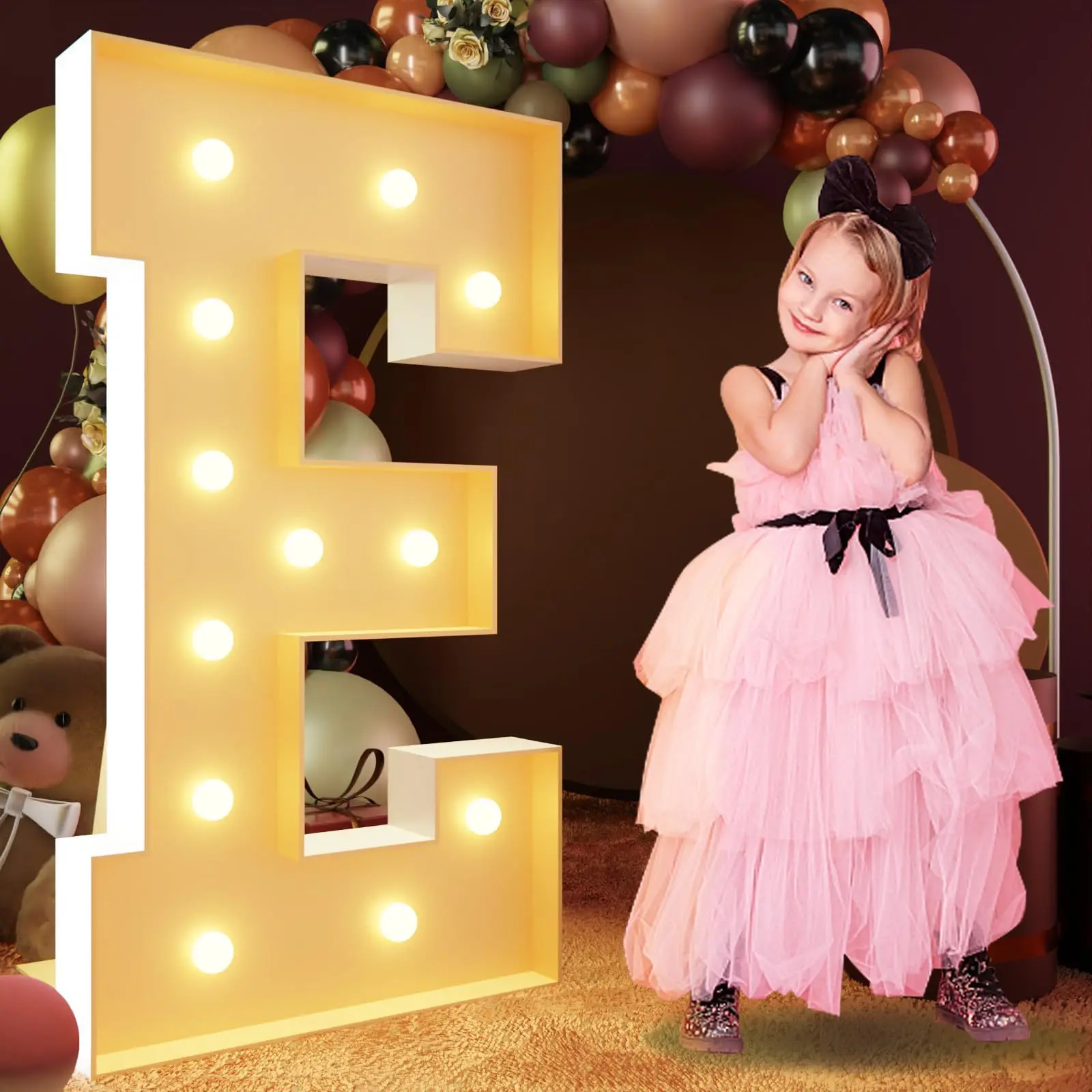 91.5CM Light Up Giant Letter Frame Balloon Filling Box Baby Shower Birthday Wedding Party Decorations Name Ballon Filling Box