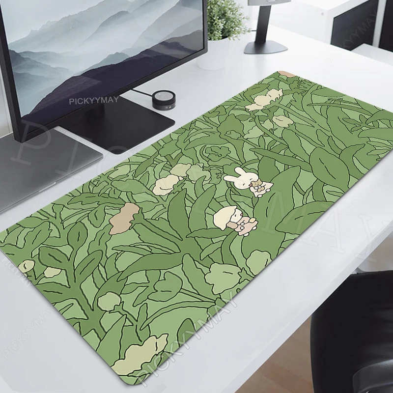 Tapis de souris vert mignon Kawaii, tapis de table de bureau, ordinateur, sous-société, grand tapis de bureau, grand joueur, Moudescriptif, polymères de souris, 100x50cm