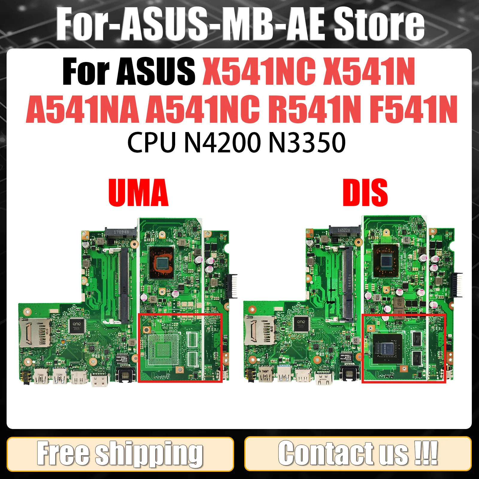 X541NC Notebook Mainboard For ASUS X541N A541NA A541NC R541N F541N Laptop Motherboard N4200 N3350 GT810M 100% Test OK