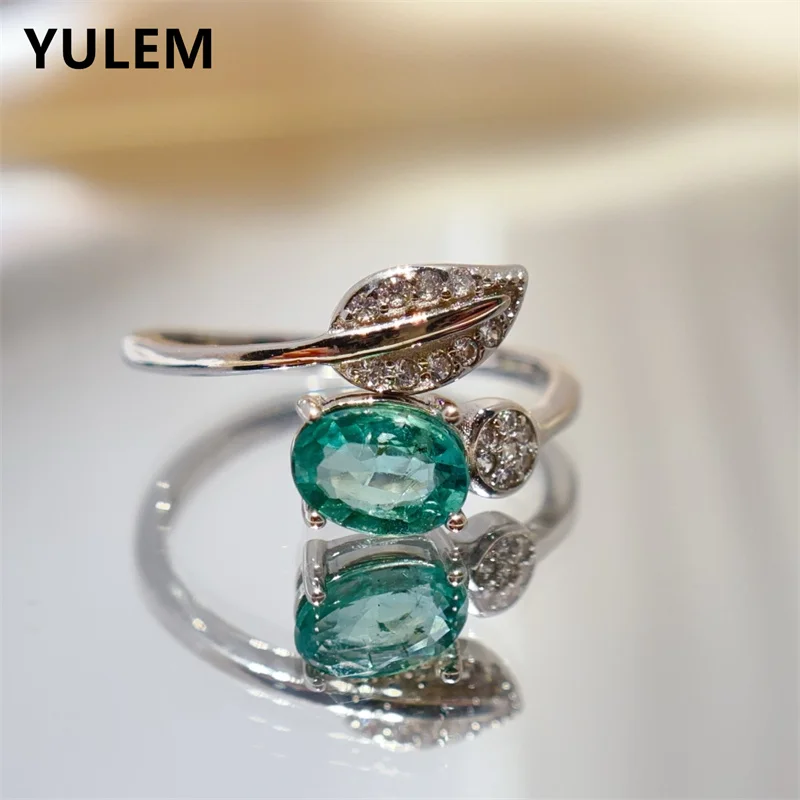 

Ювелирные изделия из стерлингового серебра 925 пробы с натуральным изумрудом, женское кольцо, модные продажи, 5x7 мм, овальный драгоценный камень огранки