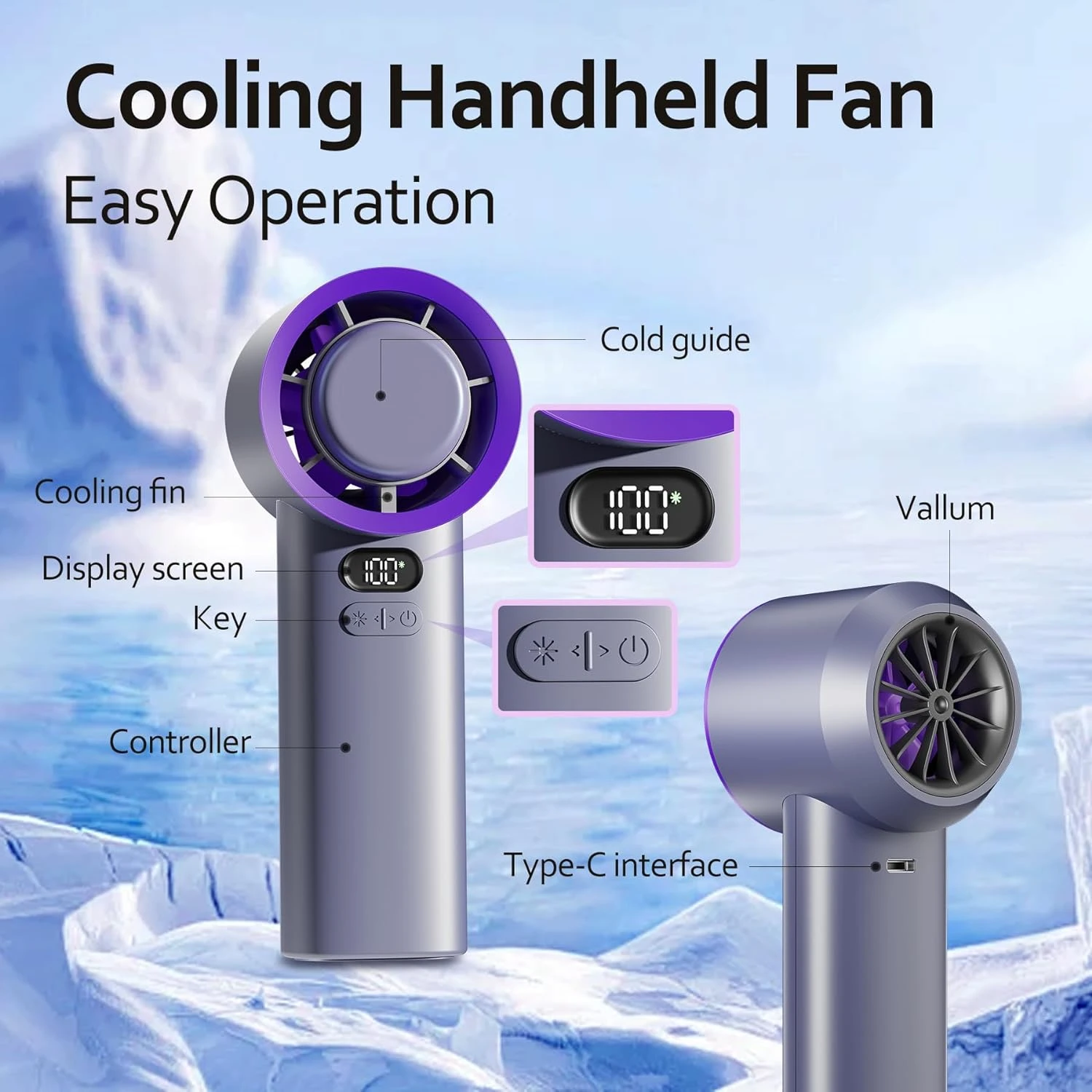 Compact Lightweight Mini Rechargeable Personal Fan - Portable Turbo Fan with 100 Powerful Speeds - Ideal Cooling Device for Trav