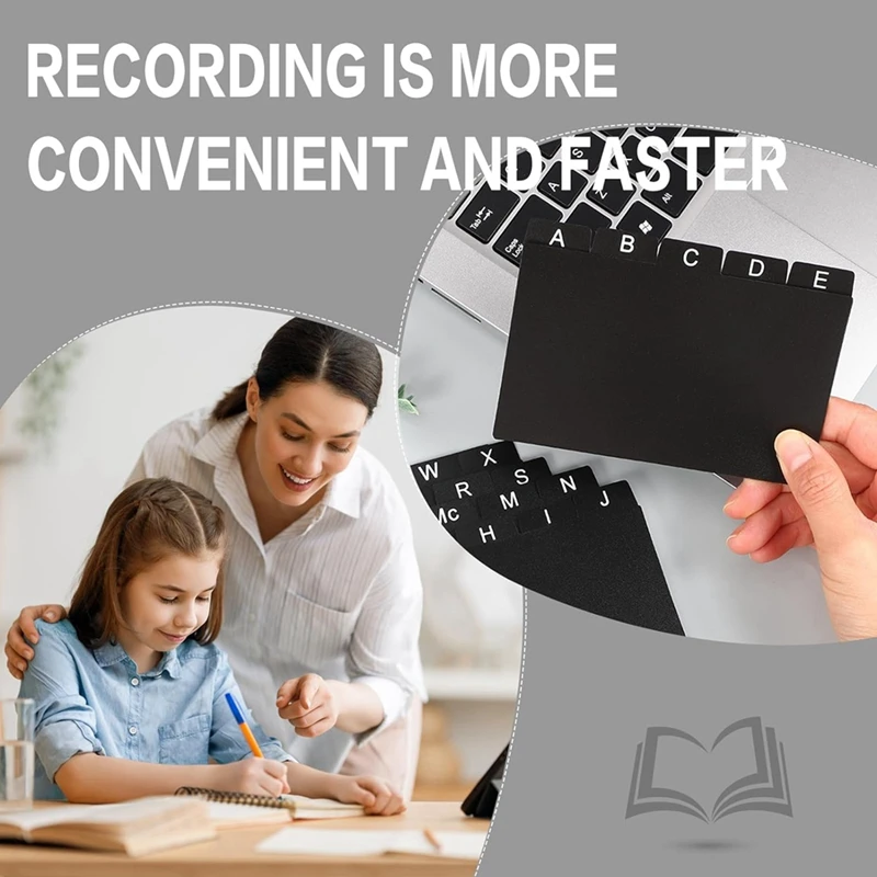 62 Pieces Black Index Card Dividers 3X5, Alphabetical Tabbed Index Card Dividers With Ring Index Card Organizer Durable