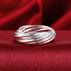 Hoy 925 ayar gümüş ince beş Circles yüzük kadınlar için moda folk-özel düğün parti noel hediyesi klasik takı