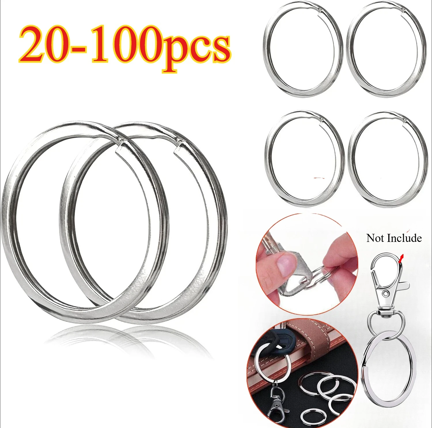 20-200pcs Stainless Steel Key Ring Key Chain 25mm Round Flat Round Split Keychain Polished Metal Blank Circle For DIY Findings