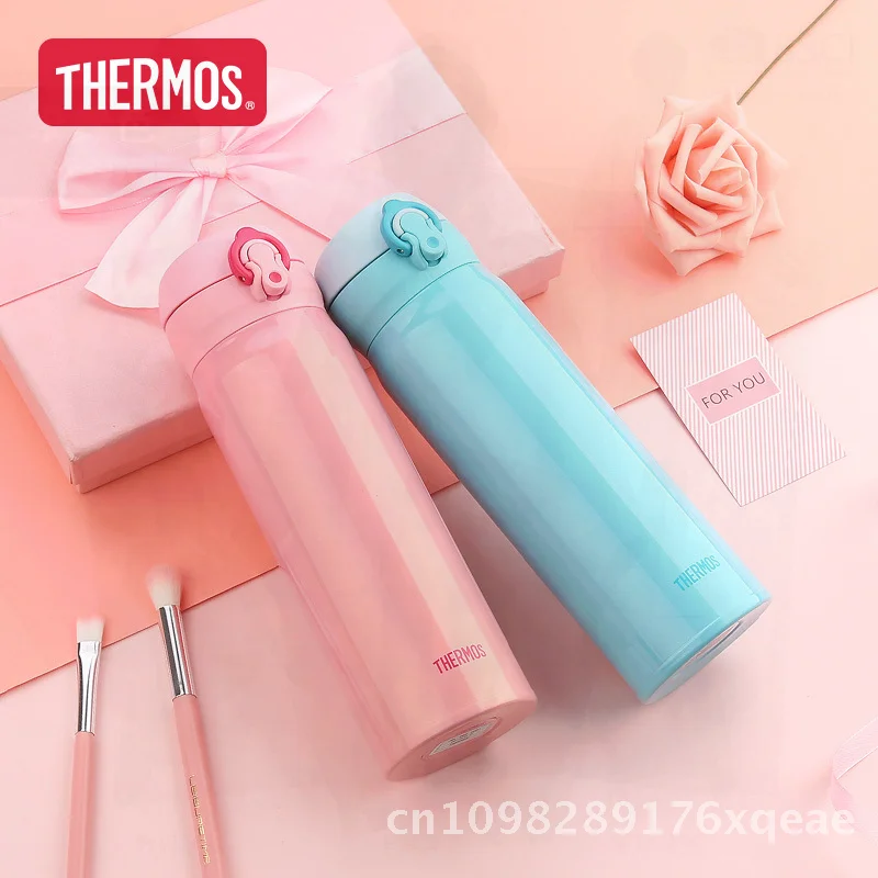 

500ml Thermos Stainless Steel Vacuum Insulated Water Bottle Portable Bounce Cover Straight Cup Modern Minimalist Design for All