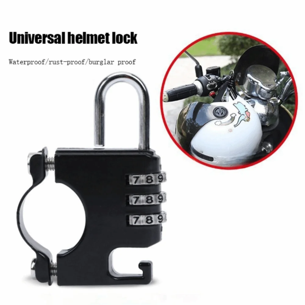 Portable 3 Digit Helmet Combination Lock Waterproof Rust-proof Password Helmet Lock Solid Alloy Anti Theft Padlock Motorcycle