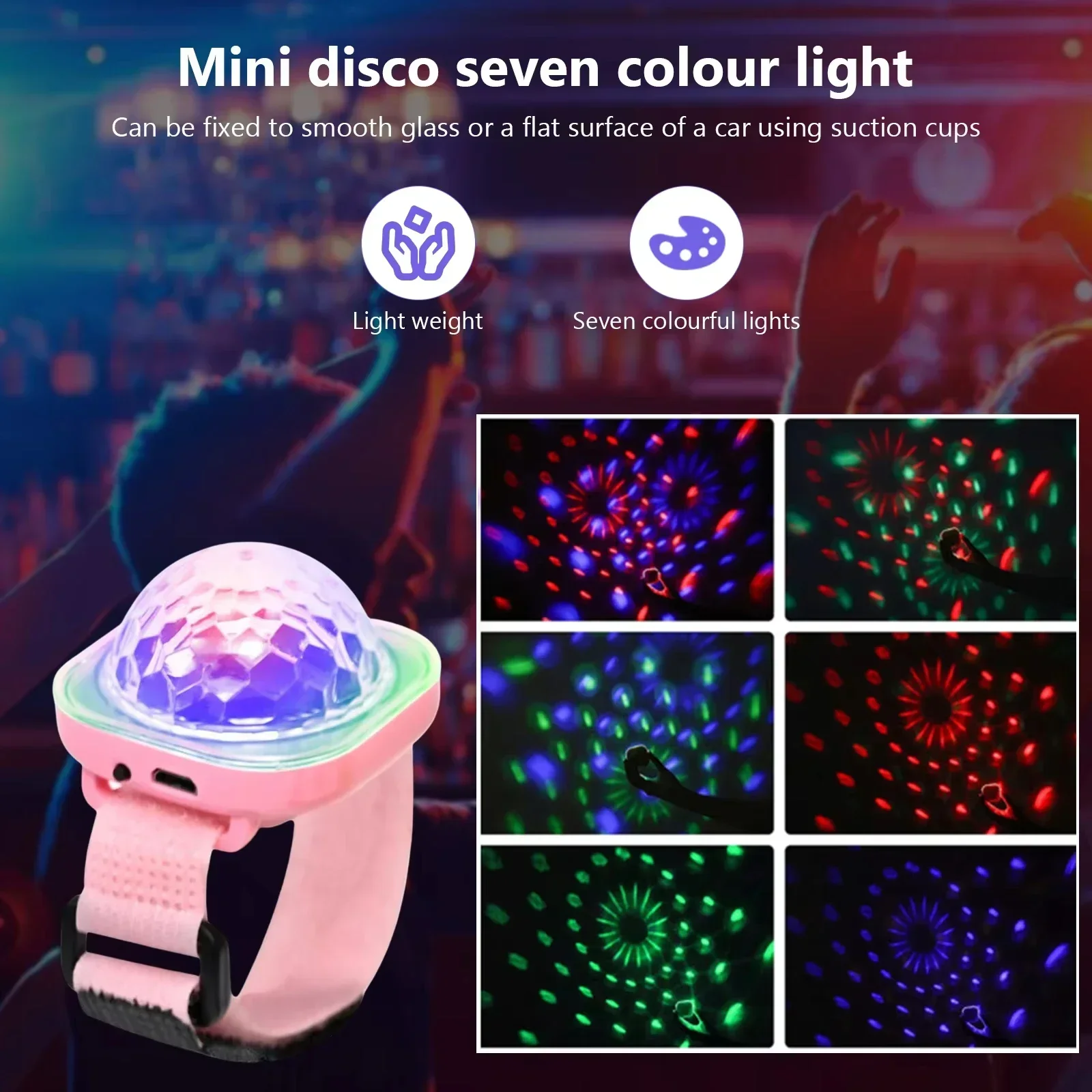 Portable Wearable Wrist Ambient Lamp Stage Light Disco Rechargeable LED Colorful Sound Control Lamp for Disco KTV Home Party Bar