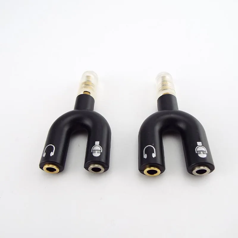 3.5mm Splitter Stereo U-shape Earphone Connector Converter Audio Mic Jack Plug Adapter For Mobile Phone Tablet PC MP3 MP4 Player