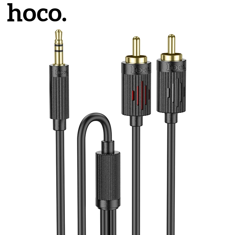 

HOCO 3.5mm to 2 RCA Plug Cable Stereo Cable Jack Splitter Male Adapter For Audio Amplifier Home Speakers Wire Cord 1.5M Length