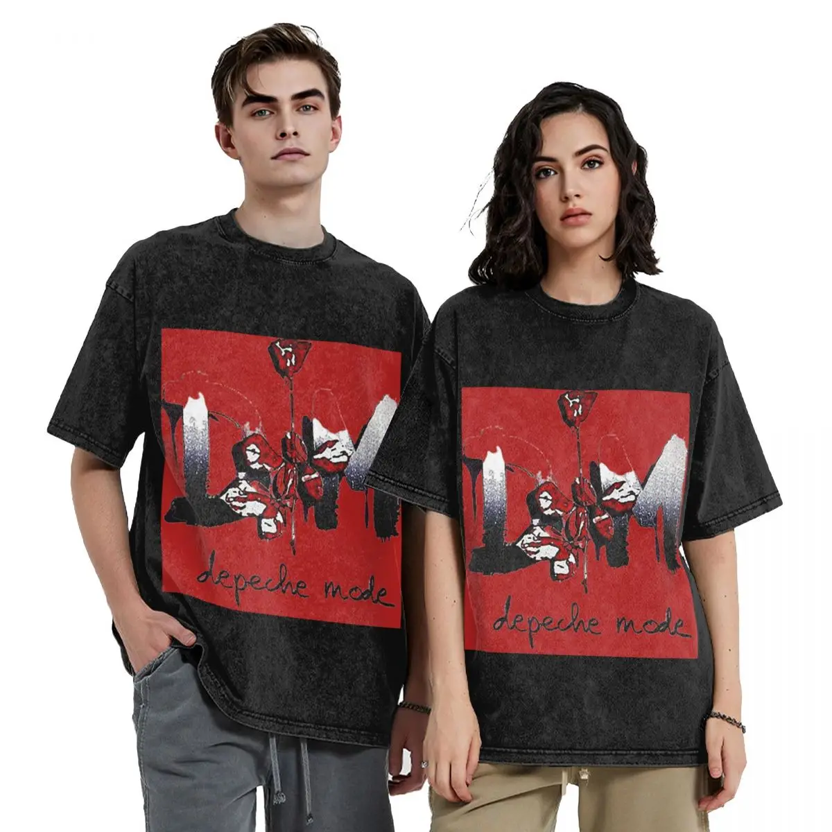 Depeche Cool Mode Music Violator Hip Hop Short Sleeve T-Shirts Washed Tops Tees Streetwear T Shirt Casual for Men woman