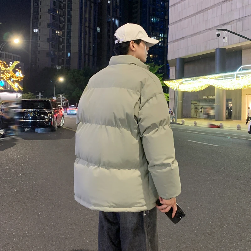 Jaqueta masculina de algodão inchado de inverno, à prova de vento, quente, resistente a arranhões, casaco acolchoado para uso de rua, passeios na cidade e passeios diários