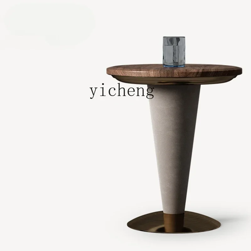 

Tqh Black Walnut Solid Wood Art Sofa Side Table Large Flat Living Room Light Luxury Corner Table