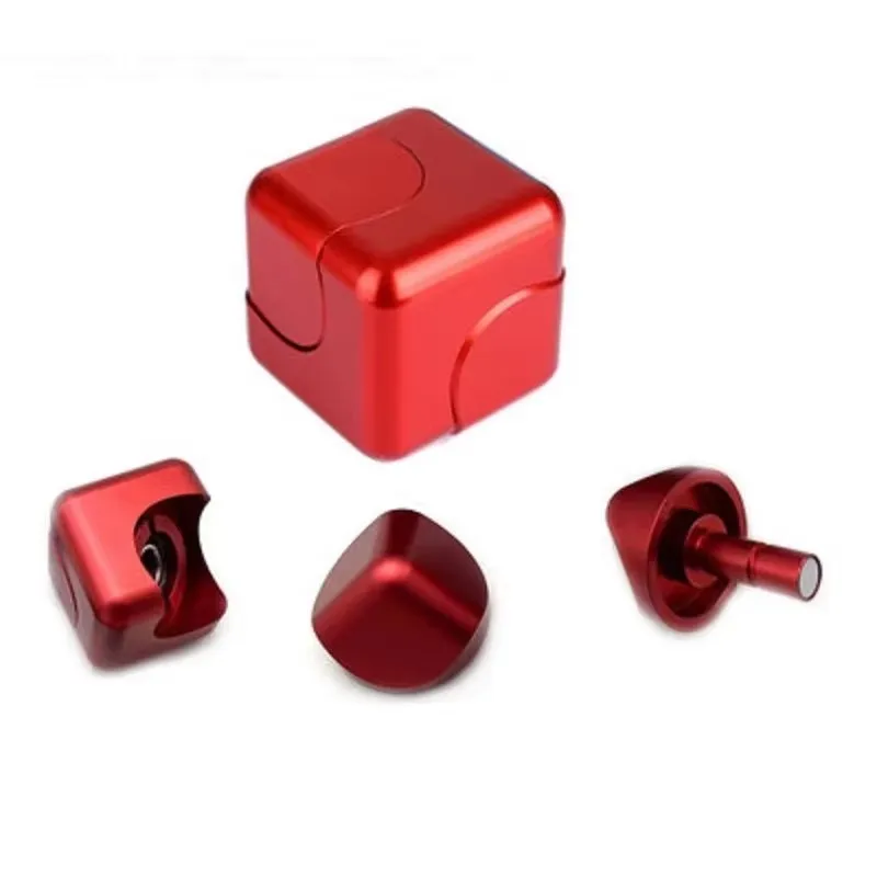 Ponta do dedo quadrado descompressão girando topo cubo de metal crianças adulto brinquedo alívio do estresse anti-ansiedade dedo brinquedos