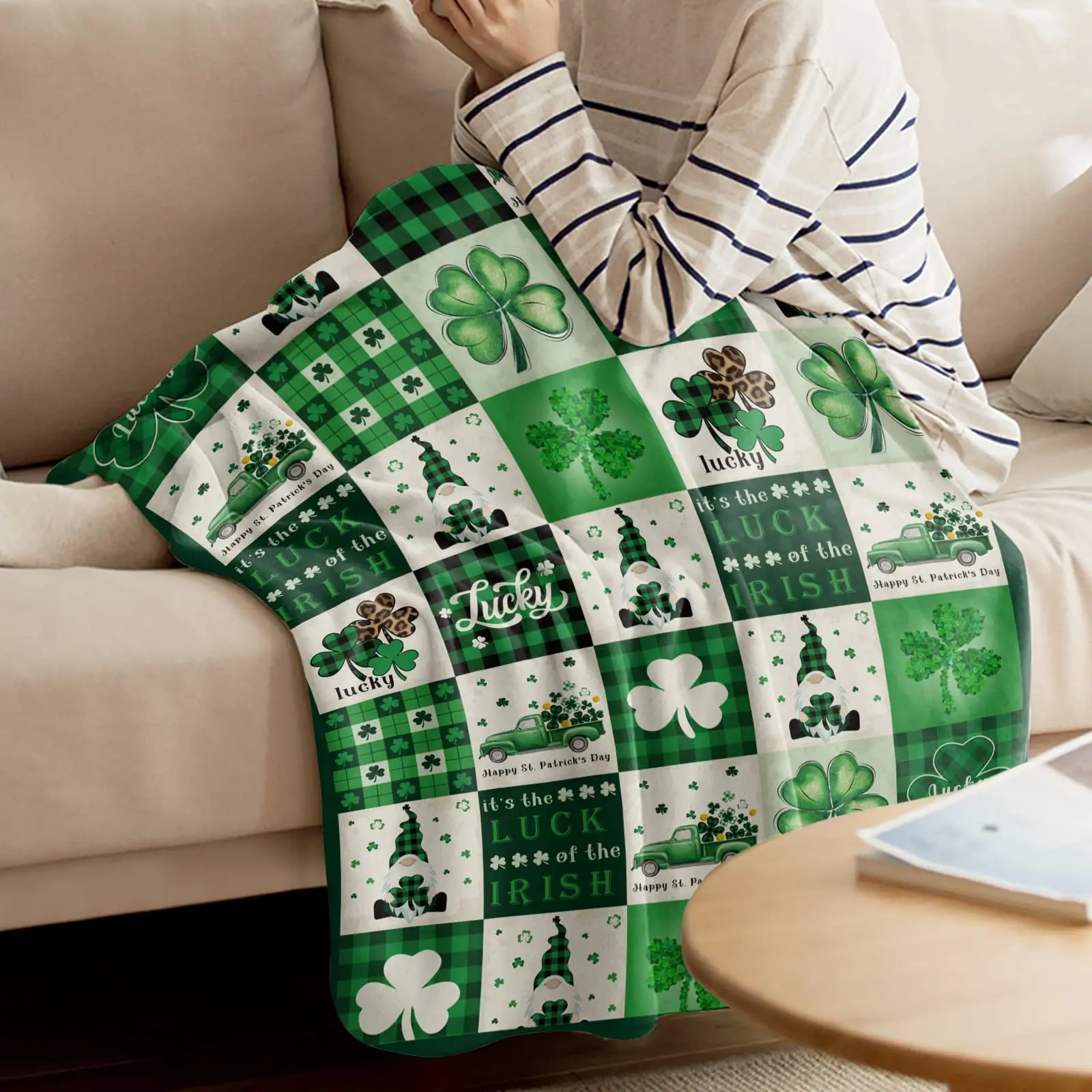 Luck Irish Blankets St. Patrick's Day Clover Plaid Printed Throw Blankets Cozy Keep Warm Quilts Festival Gifts Dropshipping