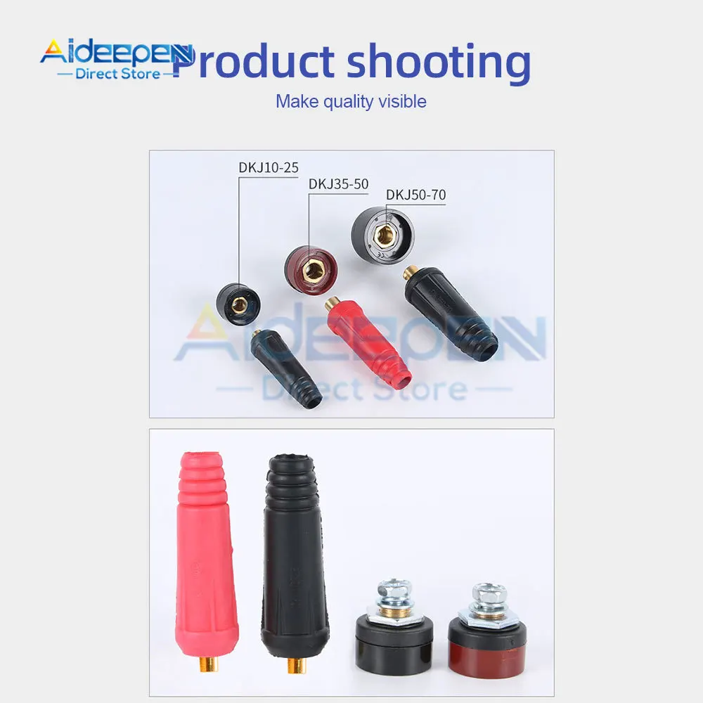 1 Pair Europe Welding Machine Quick Fitting Male Cable Connector Socket Plug Adapter DKJ 10-25 35-50 50-70