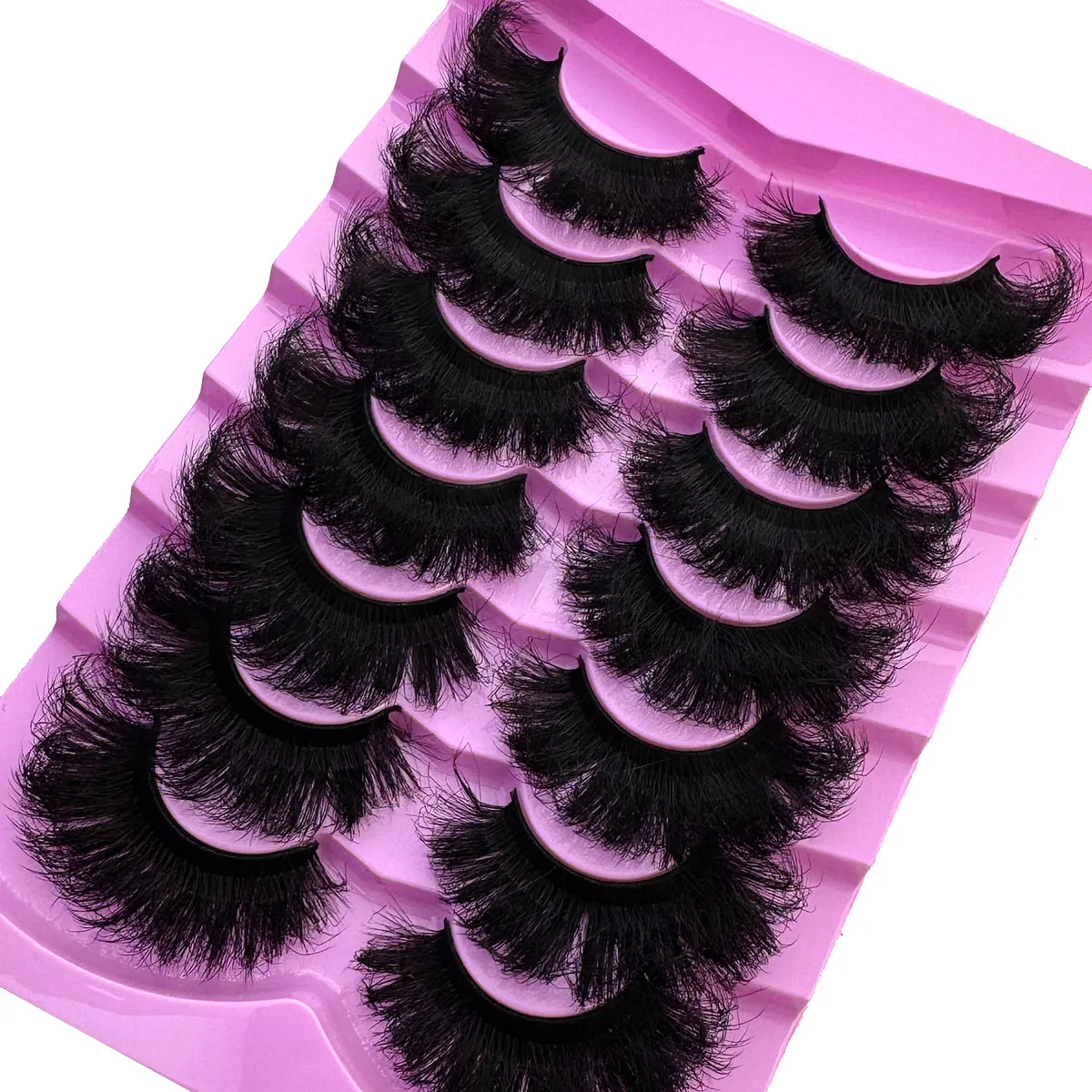 7 Pairs Thick 9D Faux Mink False Eyelashes Multi-Layered Curly & Fluffy, Soft & Voluminous Drama Messy 18- 25mm Ultra Long Dense - view 4