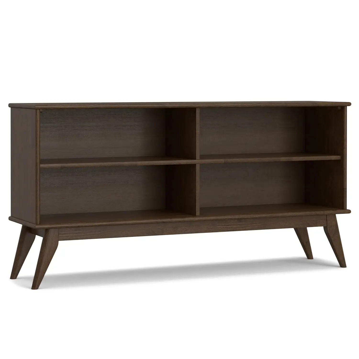 

Draper Bookcase - 30 inch Tall Solid Wood Low Bookshelf in Walnut Brown, Mid-Century Modern Storage for Living, Customized