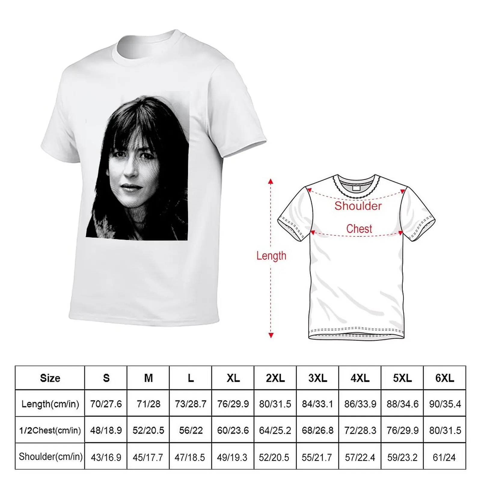 New Sophie Marceau Black & White Linocut T-Shirt Tee shirt hippie clothes t shirts for men cotton