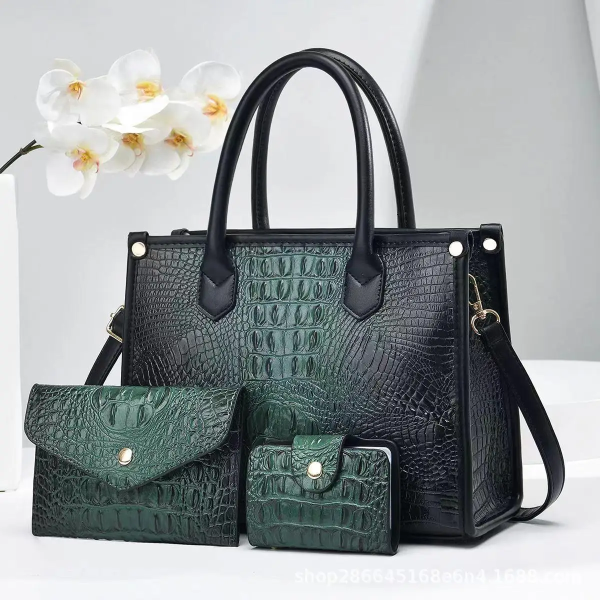 Crocodile Women Crossbody Handbag Large Capacity 3 Piece Set Mother Bag Purses Handbags Cute Designer Tote Bags Famous Brand