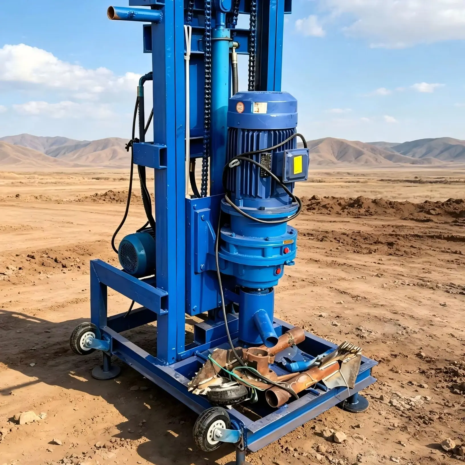 Customized Water Well Drilling Equipment Up To 100m Depth Simple Operation Hydraulic System Mini Type