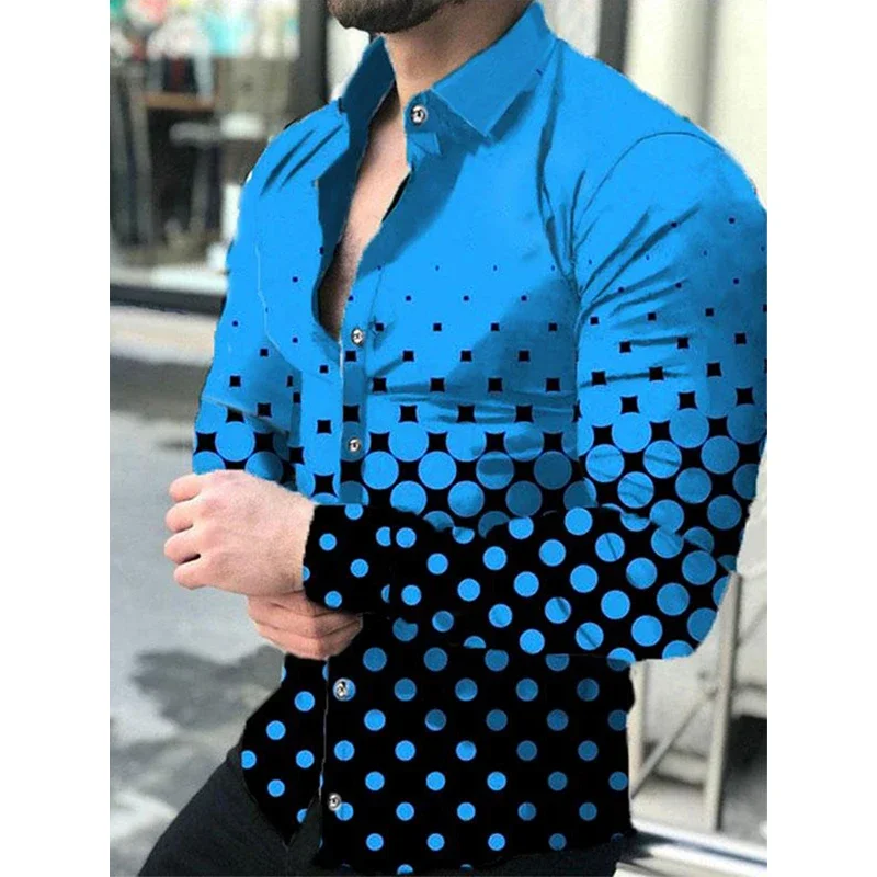 Men's spotted plaid long sleeved shirts Four Seasons men's shirt Outdoor casual men's long sleeved tops Fashion Street clothing