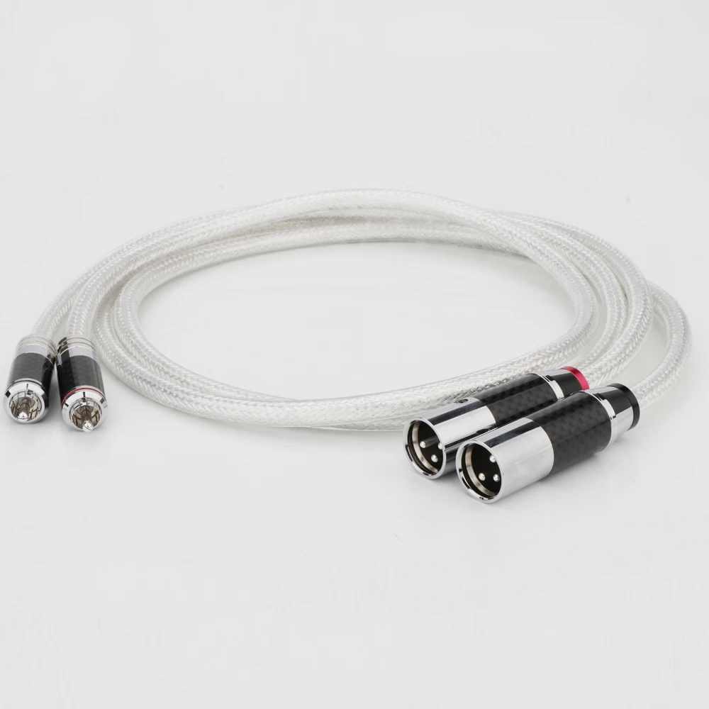 Preffair 99.998% Pure Silver Cable Carbon Fiber RCA To XLR HiFi Audio RCA Interconnect Cable Solid PSS Silver-Plated Plug