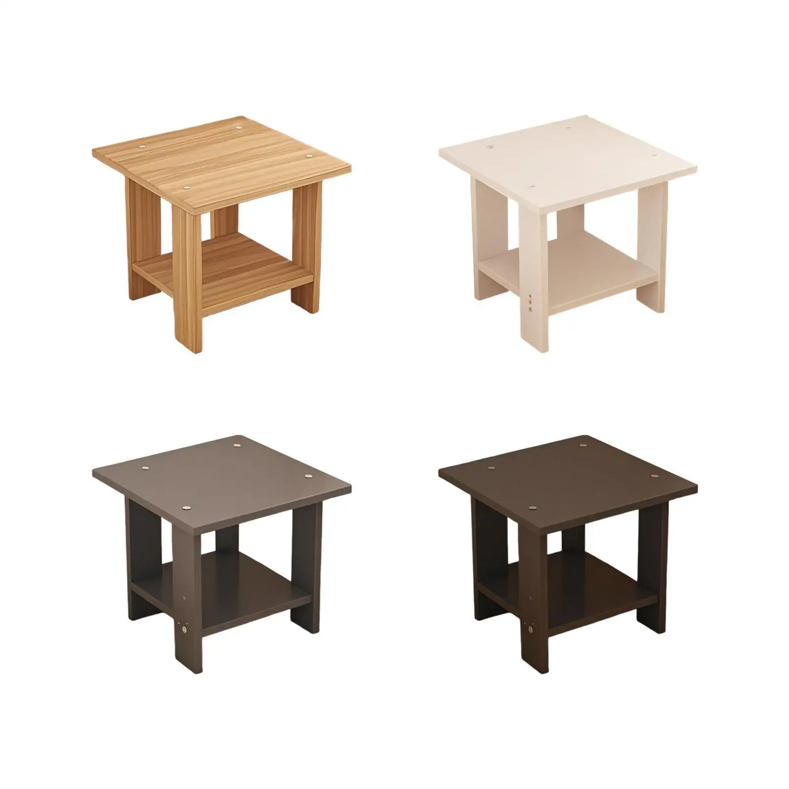 Wooden Double Layers Side Table Multifunctional Sturdy Modern Lightweight for Lamps Phones Laptop Desk 30x30x31cm End Table