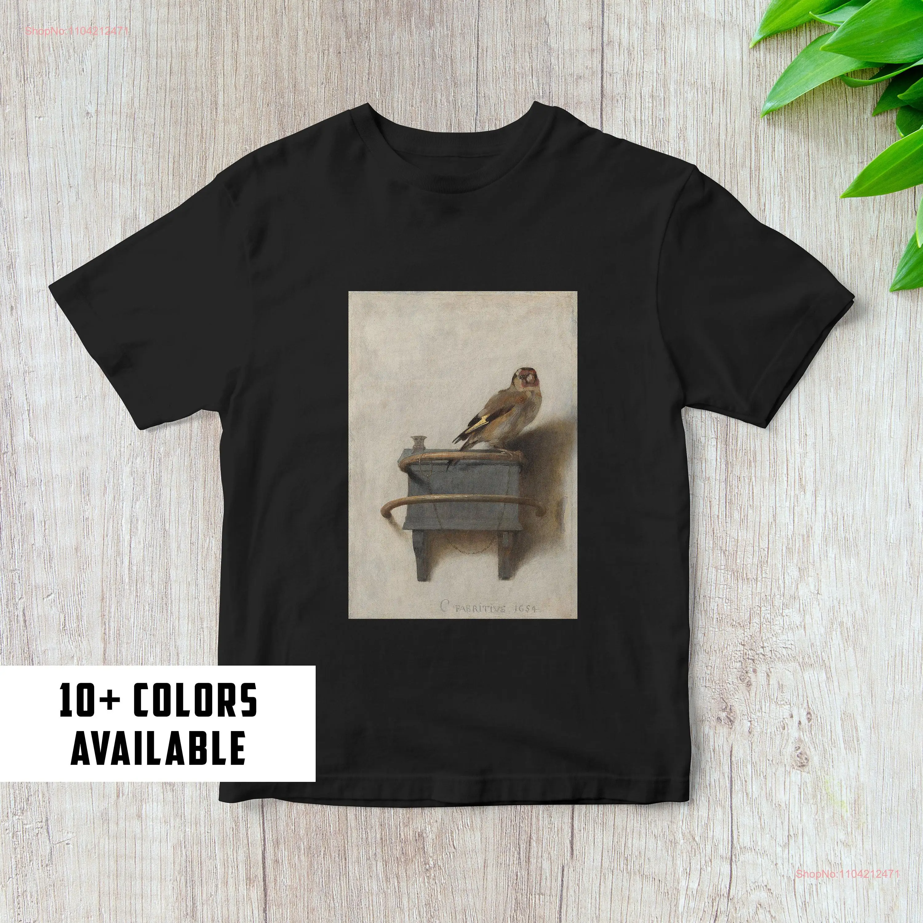 Bird T Shirt The Goldfinch Carel Fabritius Fine Art long or short sleeves