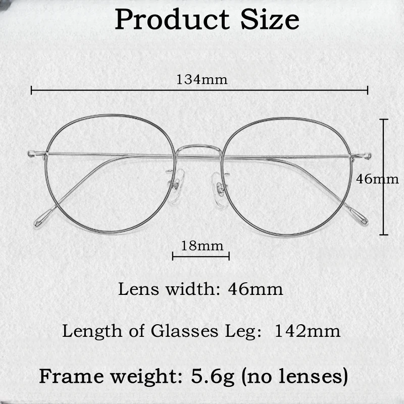 YIMARUILI Luxury Pure Titanium Glasses Men and Women Ultra-light Retro Round Small Face Optical Prescription Eyeglasses Frame J8