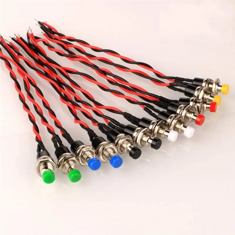 AT21-12Pcs 7Mm Mini Momentary Push Button Switches ON/Off 2 Pin Round Button,Multi-Voltage 3V-230V/1A For Railway