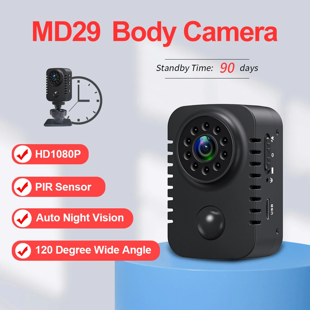 Mini Body Camera 1080P Full HD Smart Security Pocket Night Vision Motion Dection Camcorder For Cars Standby PIR Video Recorder