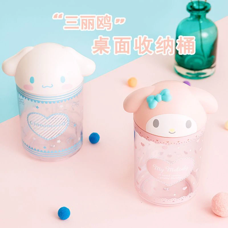 Cinnamoroll Anime Kawaii Sanrio Hair Accessories Desktop Storage Bucket Cute My Melody Cartoon Clutter Organizing Girls Toys