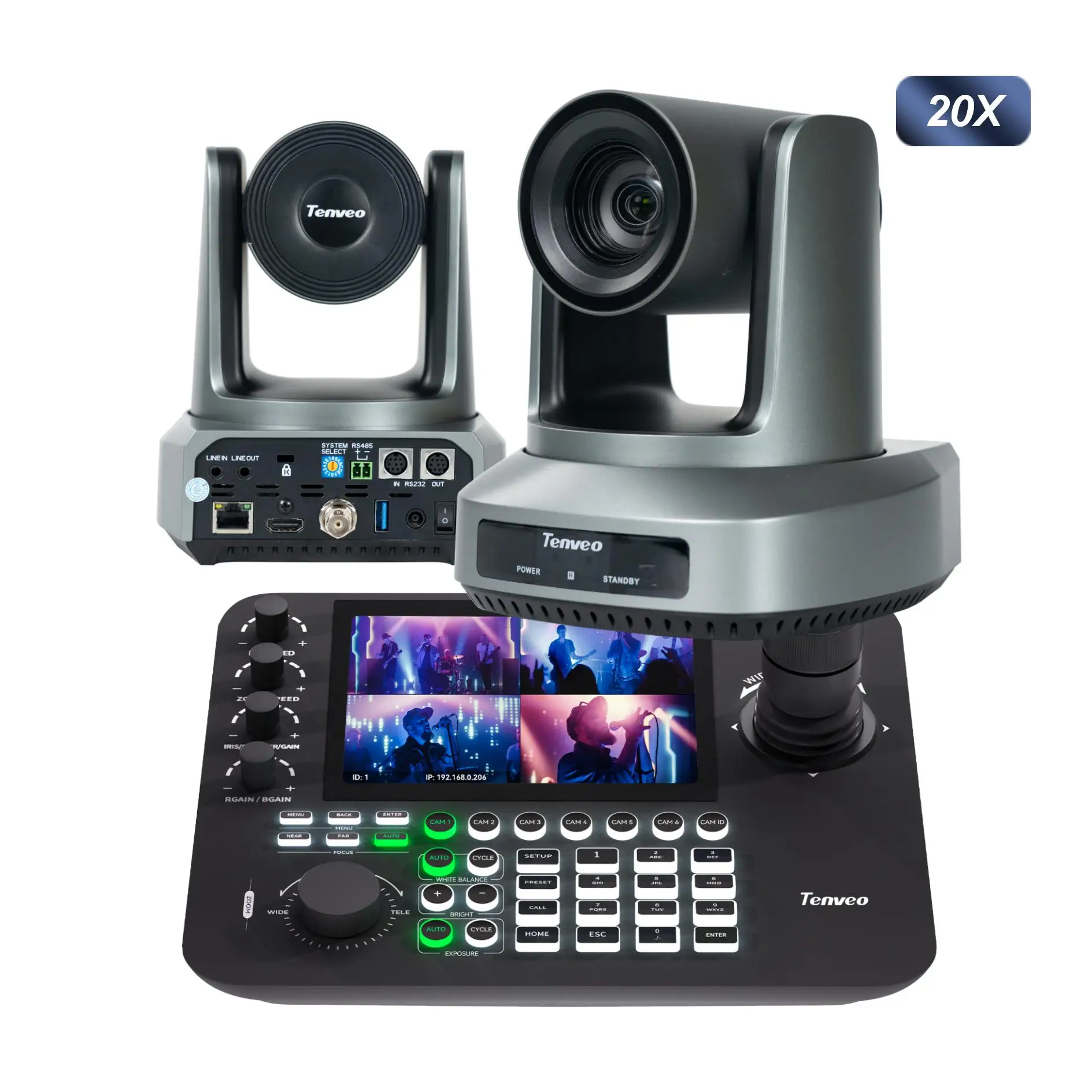 NDI IP Live Streaming System AI Auto Tracking 20X ZOOM Conference Camera With NDI PTZ Camera Controller For Online Education