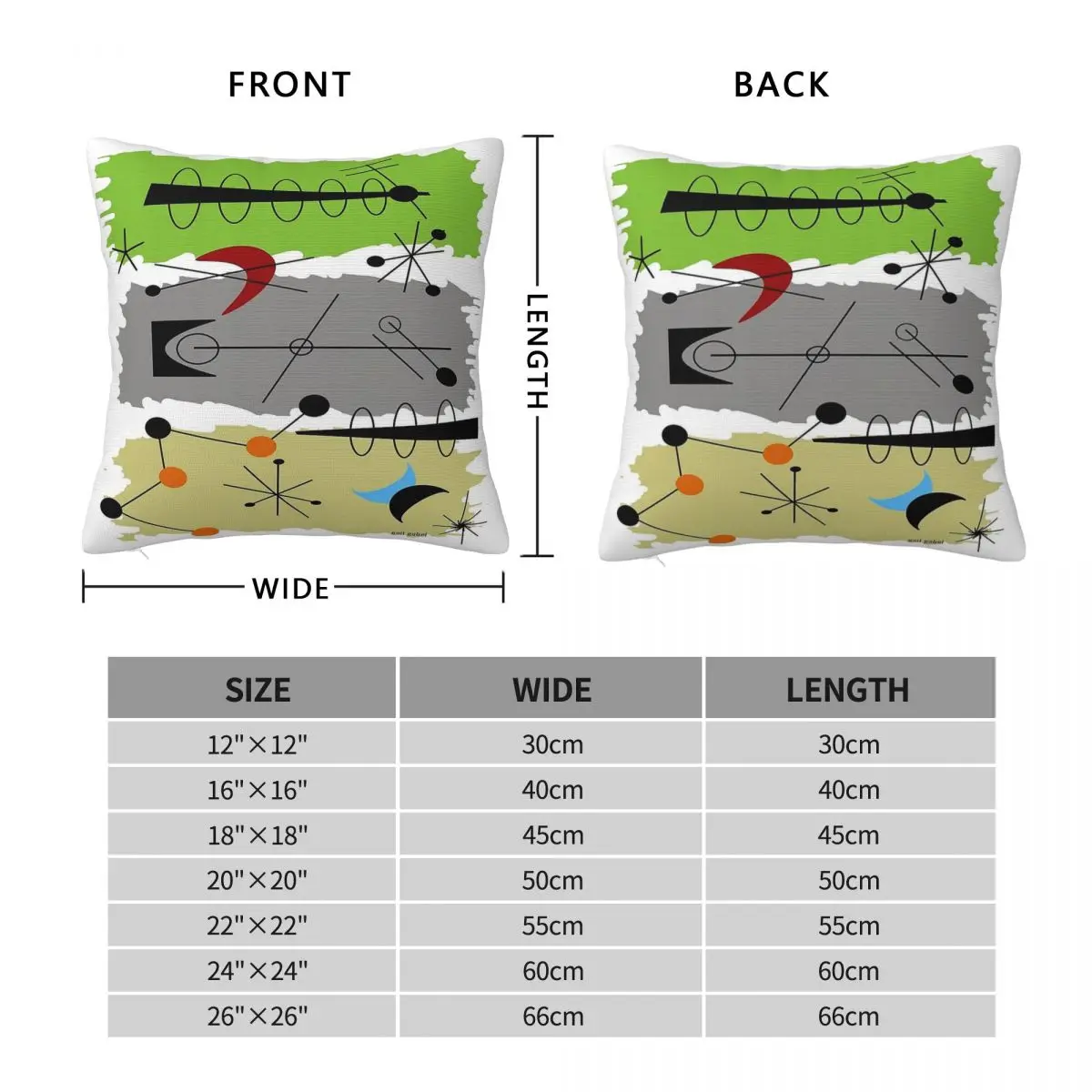 Mid-Century Modern Atomic Pillowcase Polyester Linen Velvet Printed Zip Decorative Room Cushion Cover Wholesale