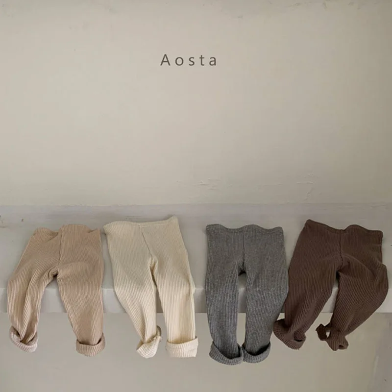 Leggings décontractés à taille élastique pour garçons et filles, vêtements pour bébés, pantalons simples, document solide, tout match avec tout, style simple, automne 2024