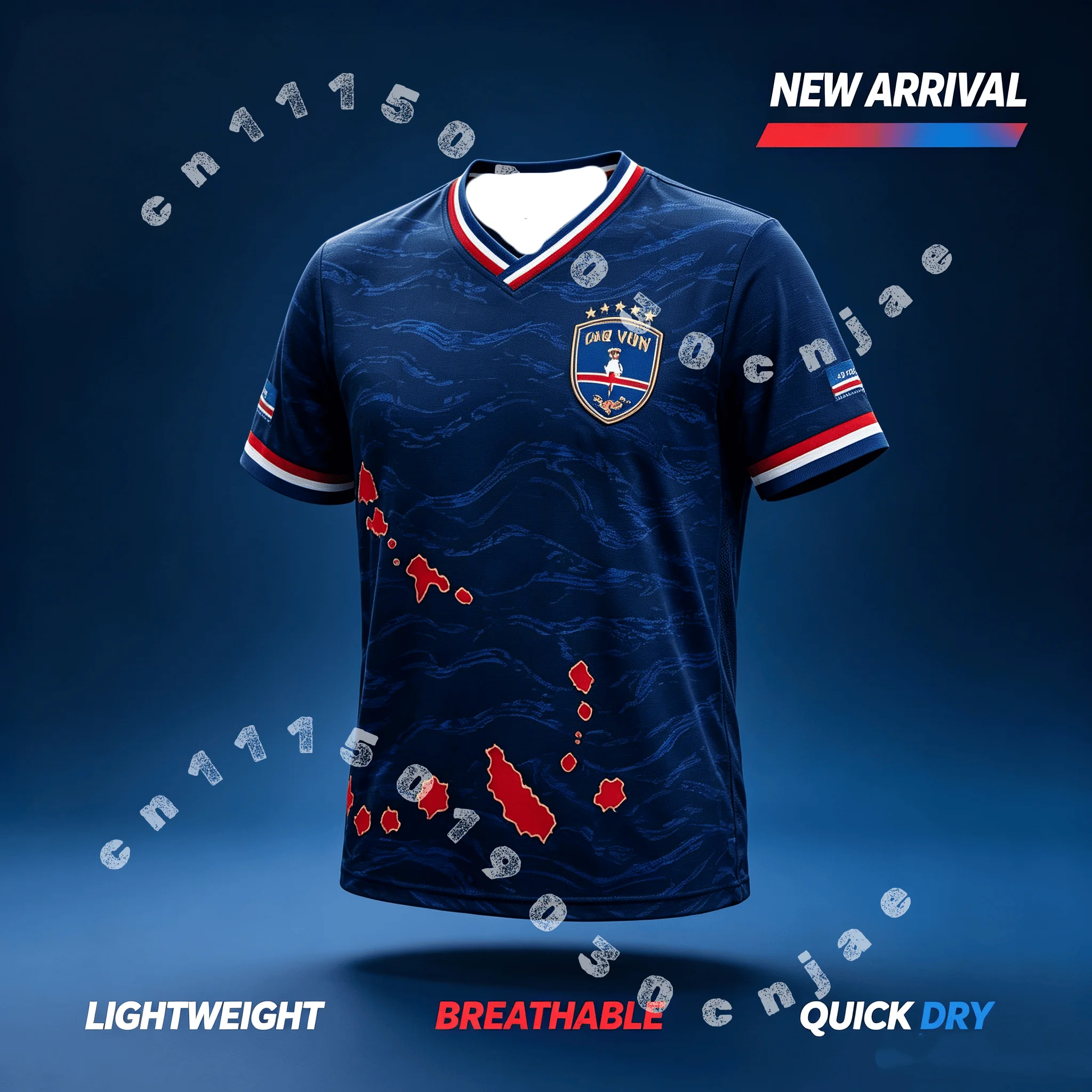 2026 Summer Hot Sell Cabo Verde Blue Ocean Wave Soccer Jersey Oversized Quick Dry Breathable Tee Fan Streetwear Family Kids Tee