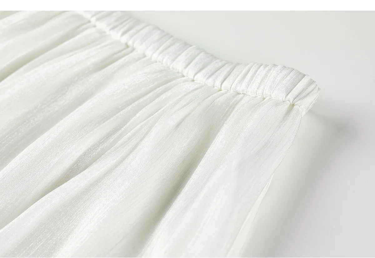 SENTUBILA Weißer Chiffon-Schimmerrock für Damen, Sommer 2026, Eleganter, Elastischer Bund, Unregelmäßiger, Lässiger Schirmrock Q62QG7308 – Detail 38