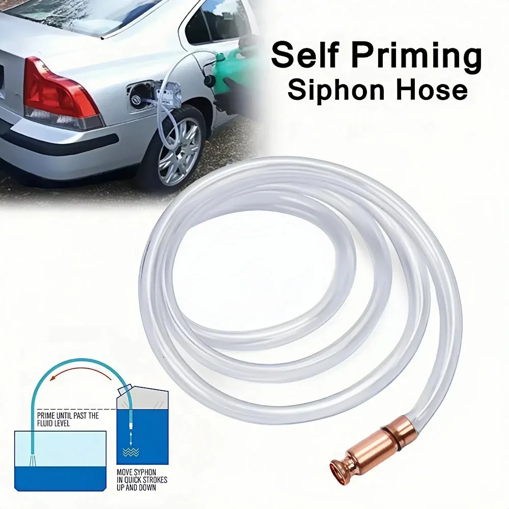 

2M/3M Manual Hand Siphon for Gas Oil Water Transfer - Car Tank Barrel Fuel Extractor Hose Kit | No Pump | Self Priming