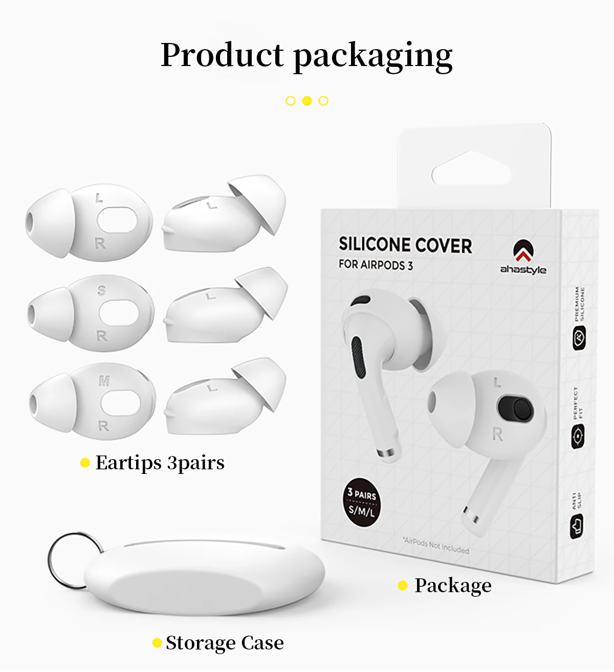 

3pairs Silicone Ear Tips for Apple Airpods 3rd Generation Earbuds Eartips Airpods 3 Bluetooth TWS Earphone Sports Anti-Slip Tips