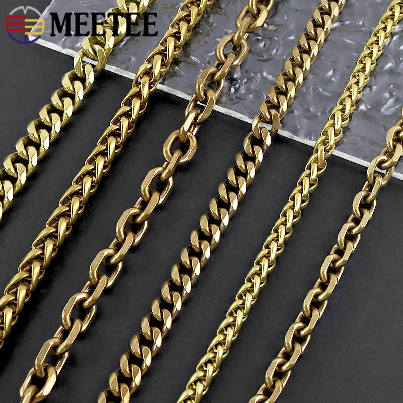 50/100cm Solid Brass Metal Chain Belt Bag Connector Buckle Wallet Purse Decor Chain DIY Jeans DIY Sewing Hardware Accessories