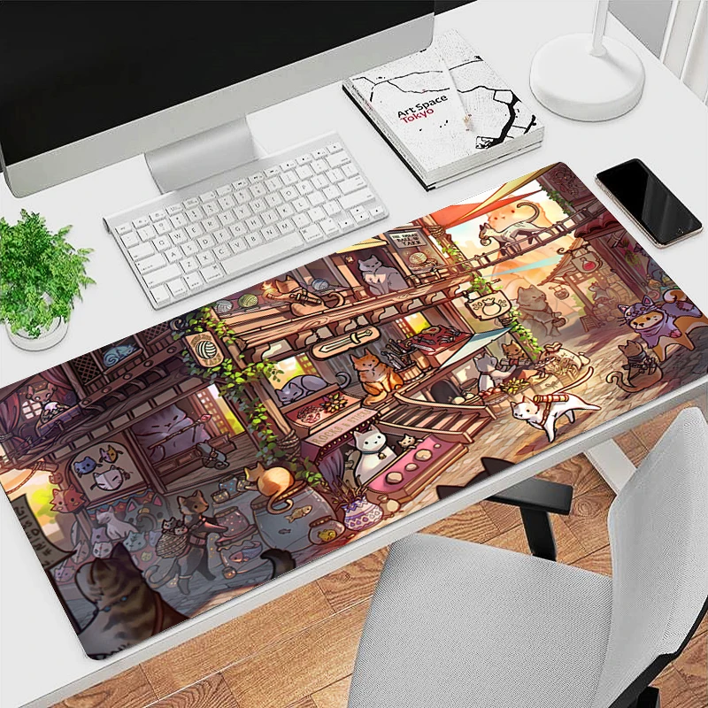 Cat World Kawaii Mouse Pad Home Computer Gamer Tastiera in gomma naturale Mousepad Laptop Anime Accessori da gioco Tappetino da scrivania Tappeto