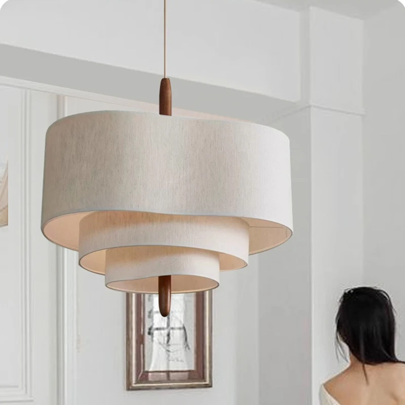 

Nordic Minimalist Wabi Sabi Fabric Chandelier Pendant Hanging Light for Living Dining Room Bedroom Home Indoor Lighting
