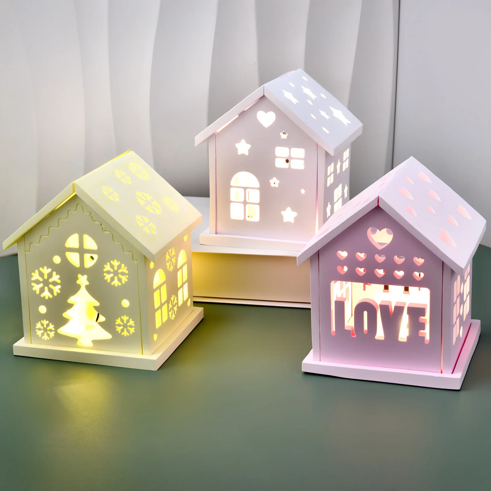 3D House Silicone Mold DIY Christmas Tree Love Star House Ornament Decor Plaster Epoxy Resin Candle Holder Mold Crafts Making - view 5