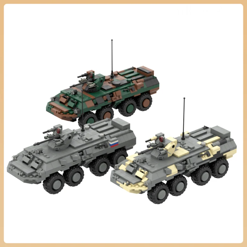 WW II militare unione sovietica gommato anfibio BTR-82 veicolo armato MOC Building Block forza dell'esercito SWAT auto mattoni giocattoli per ragazzo