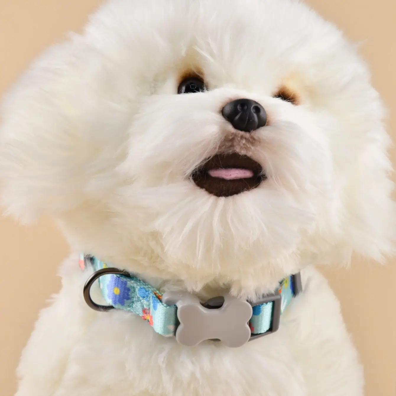 Cute Design Flower Print Designer Bone Buckles Pet Collar For Small Medium Larger Dogs