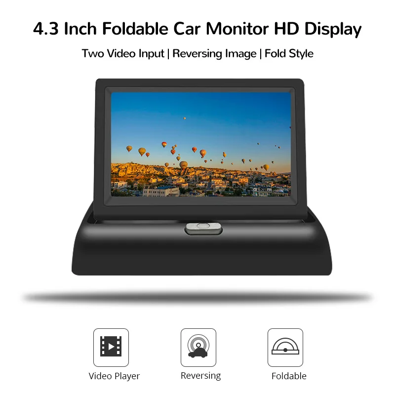 4.3-Inch Foldable Car Display HD Reversing Video Player with Optional Rear Camera to Assist Reversing Parking