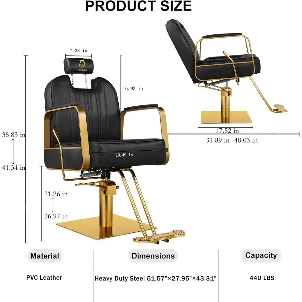 Salon Chairs for Hair Stylist Hydraulic Reclining Barber Chairs Adjustable Height and 360 Degree Swivel Tattoo Chair