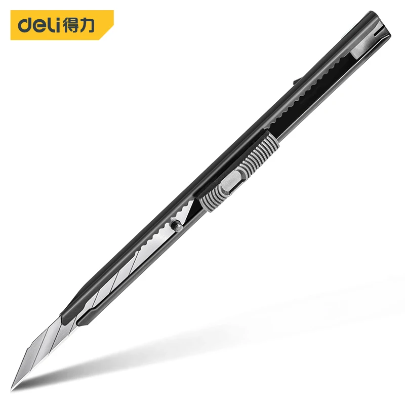 Deli 1 Pcs 9mm 30/60 Degrees Auto Self-locking Blade Safety Snap Off Knife Paper Cutter Knife Office Hand Tool Utility Knives