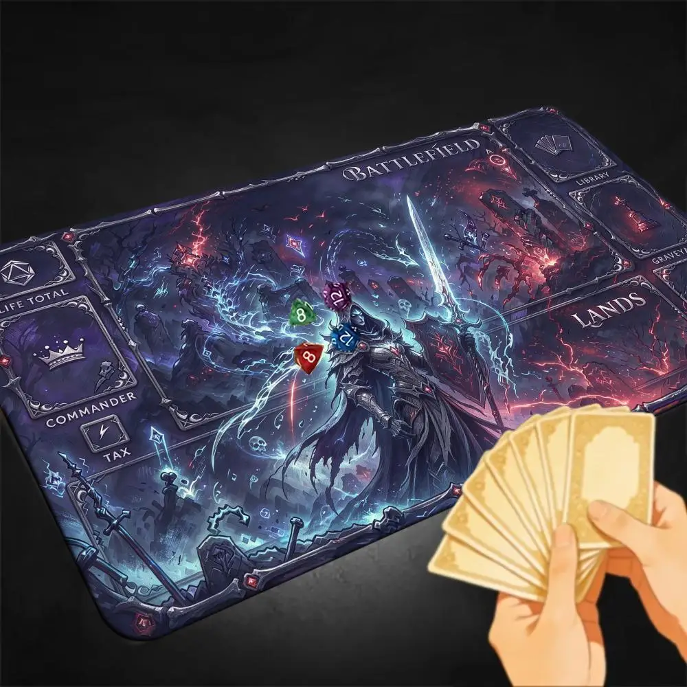 Shadow Paladin TCG Playmat, Gothic Battlefield 60X35cm  Non-Slip Rubber Base Stitched Edge Table Mat for Card Game Desk pad